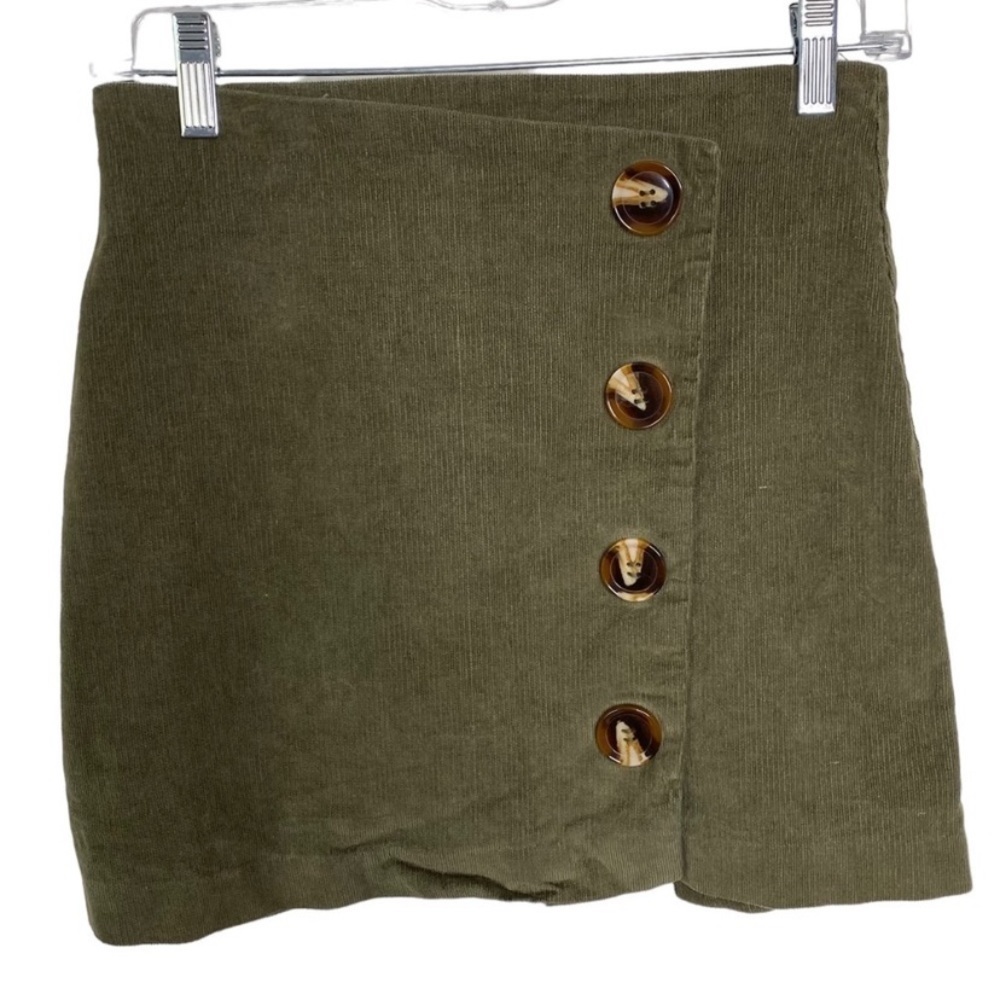 Altar’d State Corduroy Olive Green Mini Skirt Size Medium